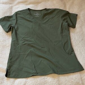 Women's Olive Green Short Sleeve Scrub Top